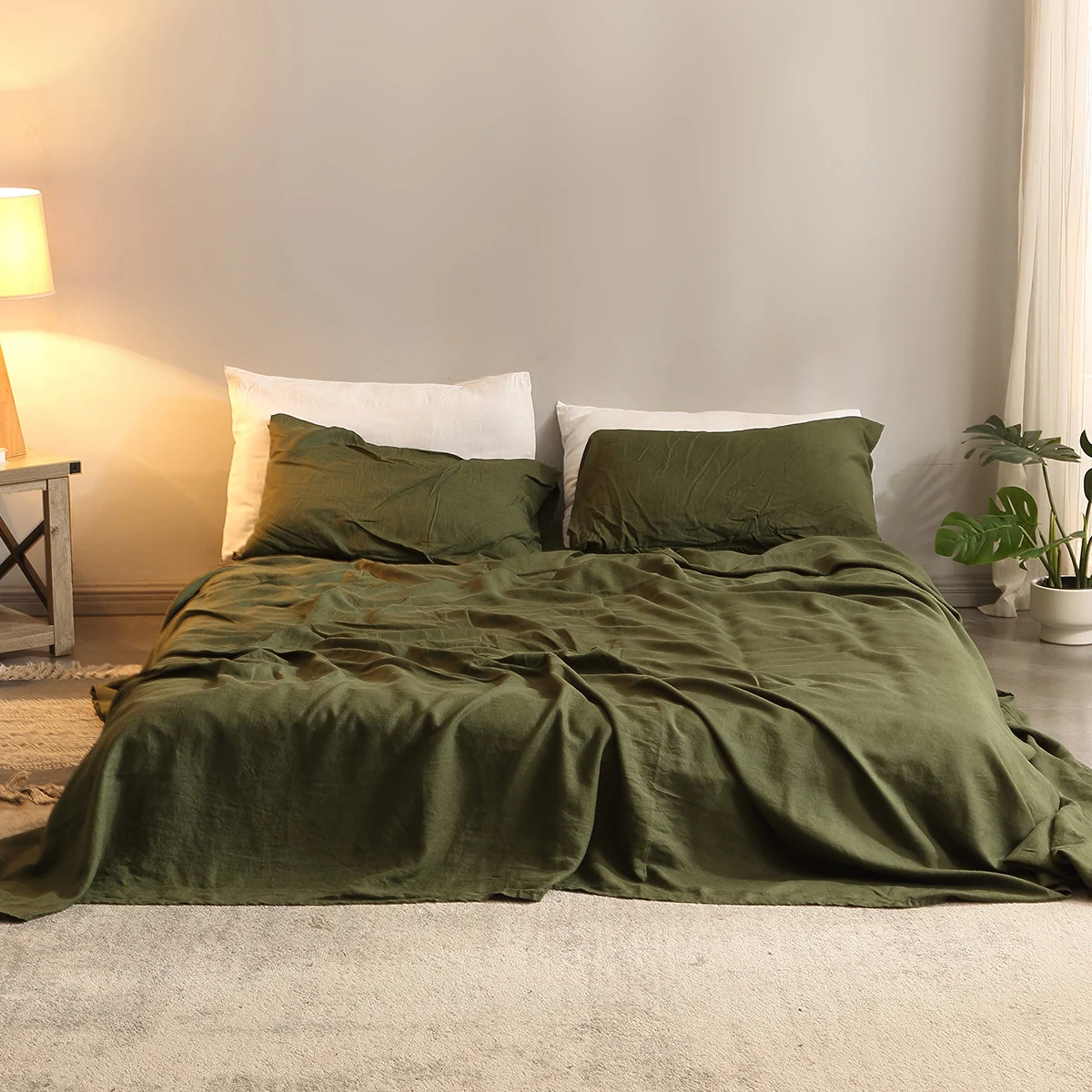Fitted Bed Sheets Deep Pocket - Juego de sábanas 100% Lino puro,