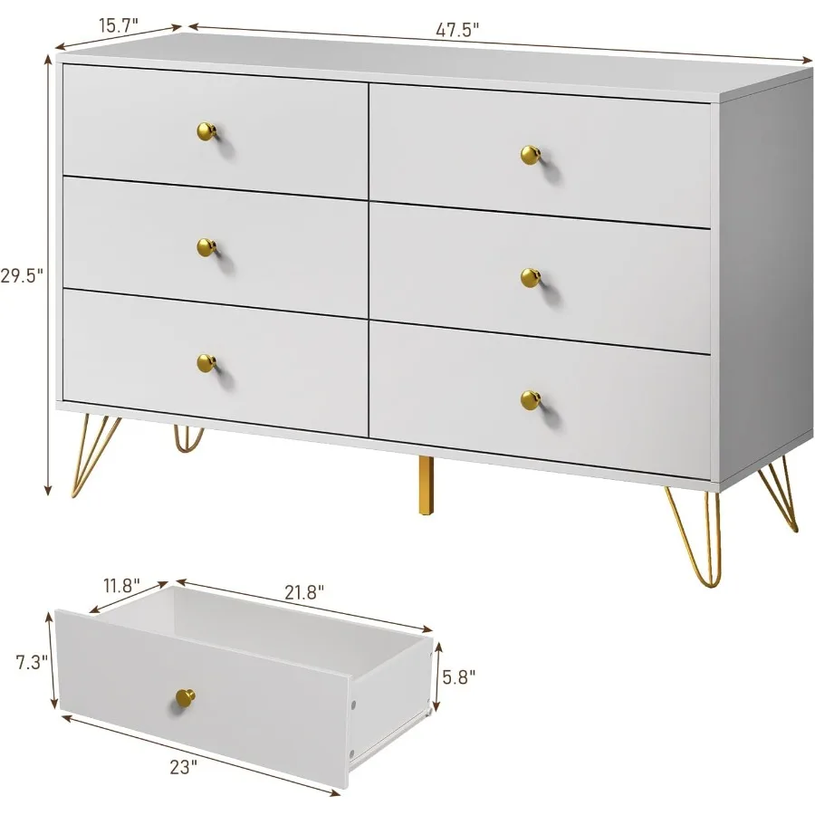 Cómoda blanca con 6 cajones y  - Storage & Organization reseña y precio