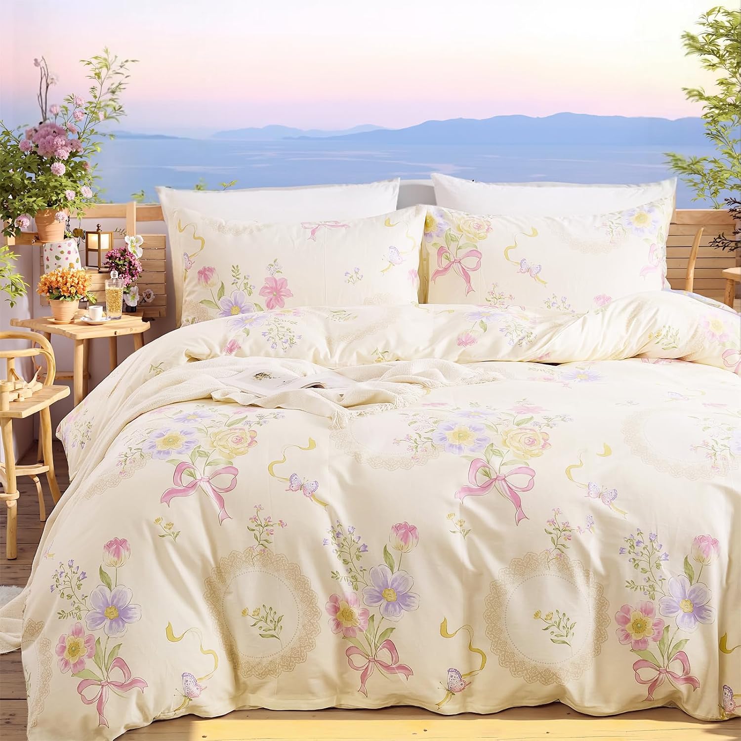 Funda de edredón con motivos f - Aesthetic Floral Duvet Cover reseña y precio