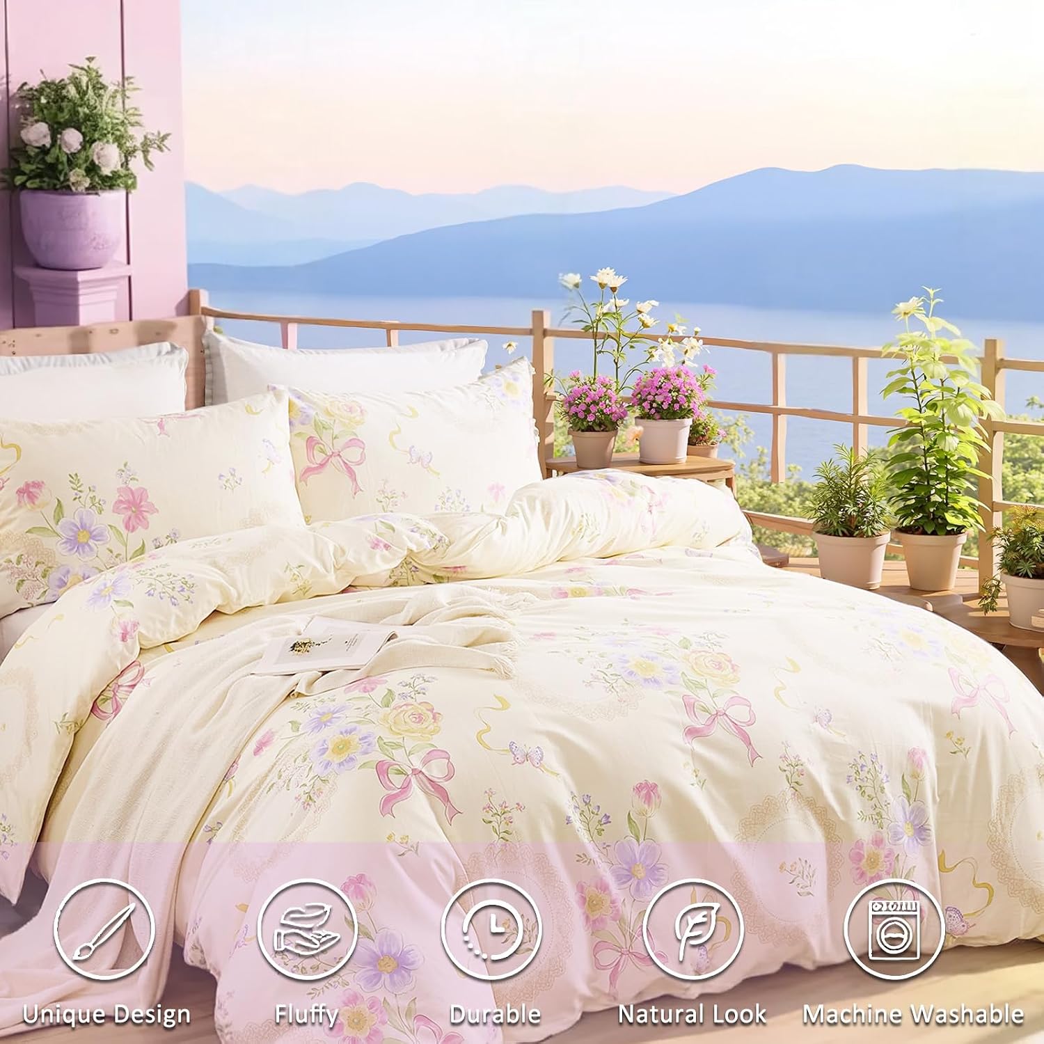 Funda de edredón con motivos f - Aesthetic Floral Duvet Cover reseña y precio